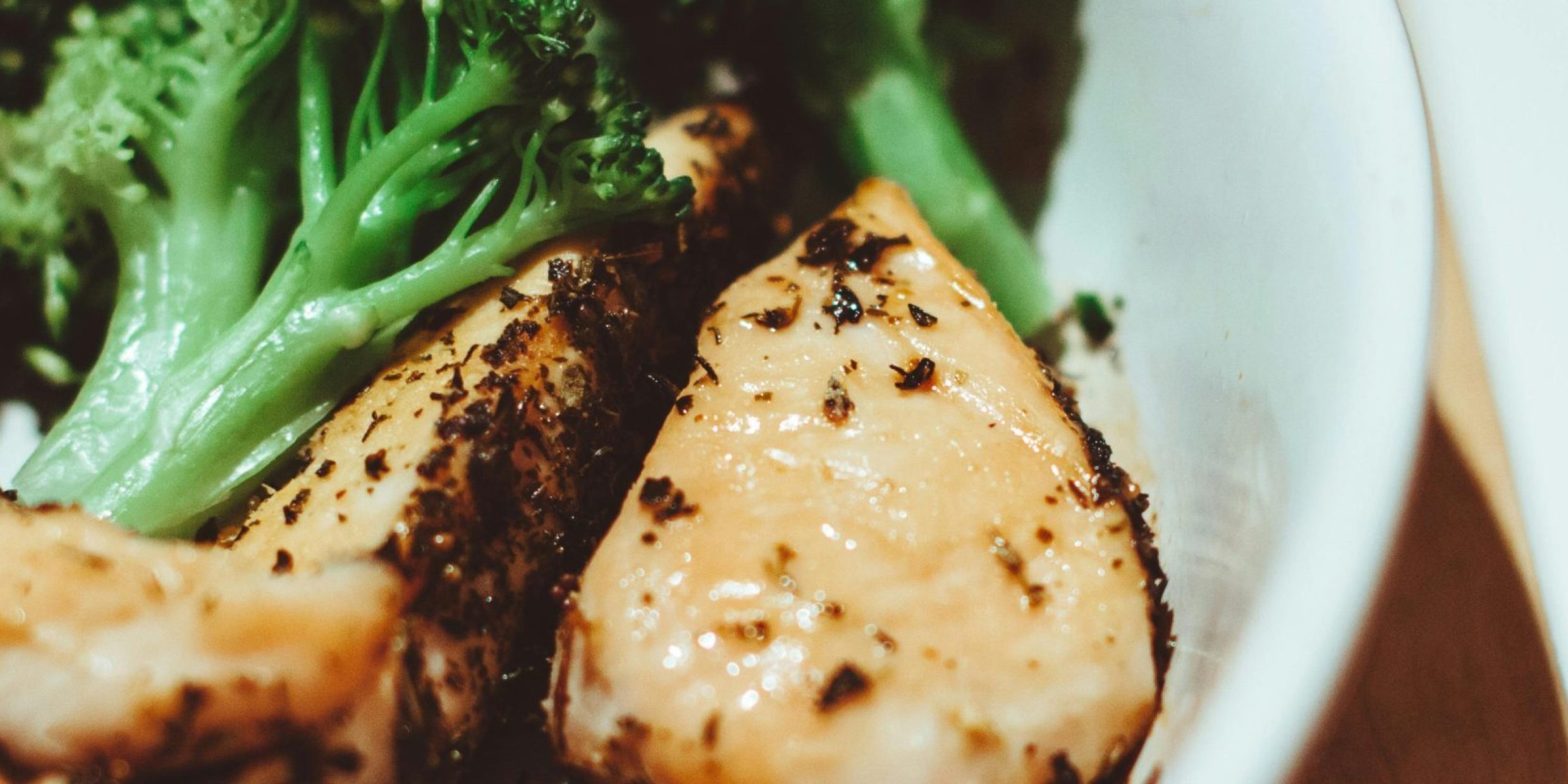 Close-up of a healthy homemade chicken and broccoli dish, perfect for a nutritious meal.